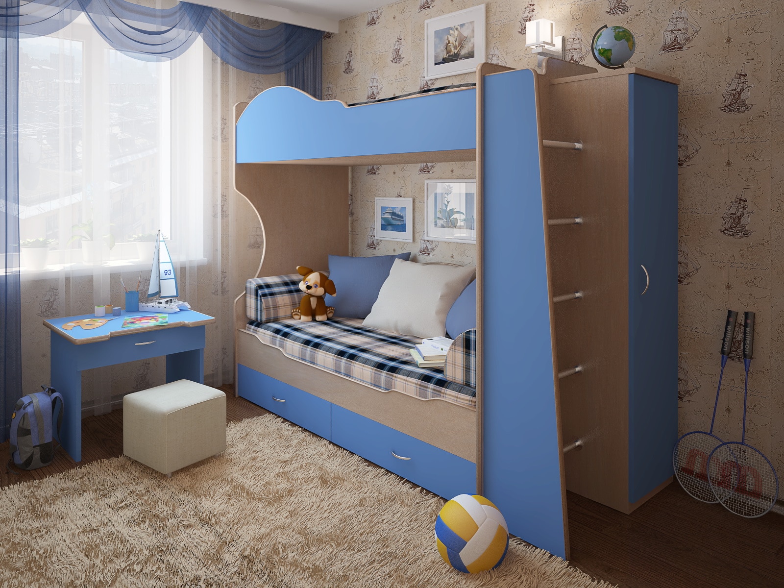 2-х ярусная кровать со шкафом - Мебельная фабрика «Контур»